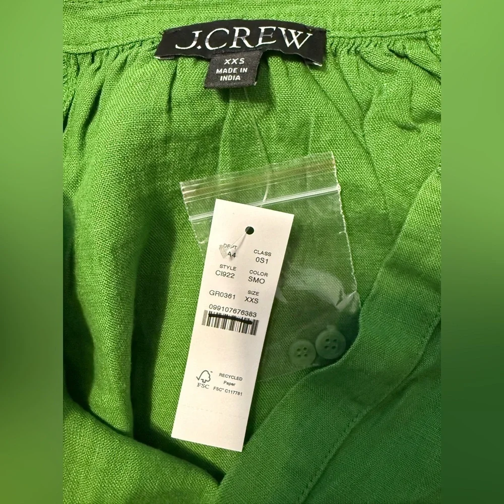 J. Crew Womens Petra Mini Linen Dress NWT XXS Kelly Green